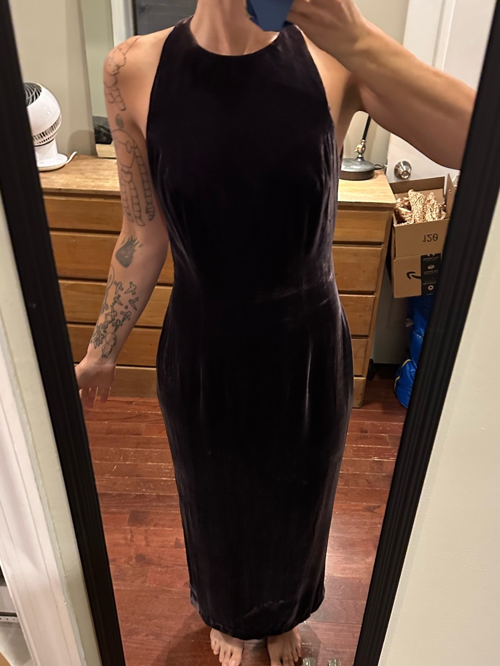 Vintage Backless Velvet Dress